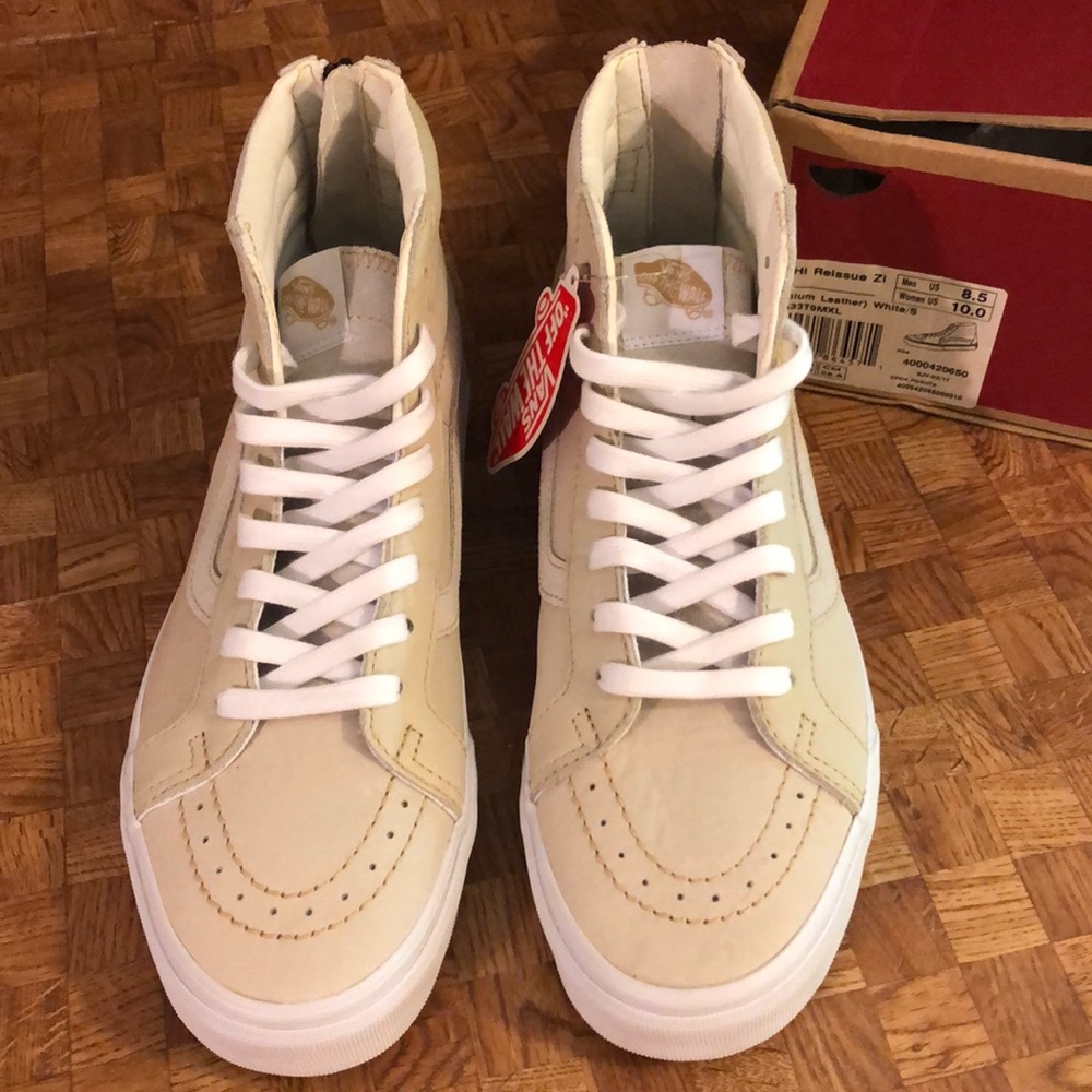 Vans Premium Leather Sk8-Hi Zip White/Cream Suede